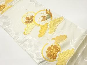 金銀糸丸文に花蝶・松模様織出し袋帯